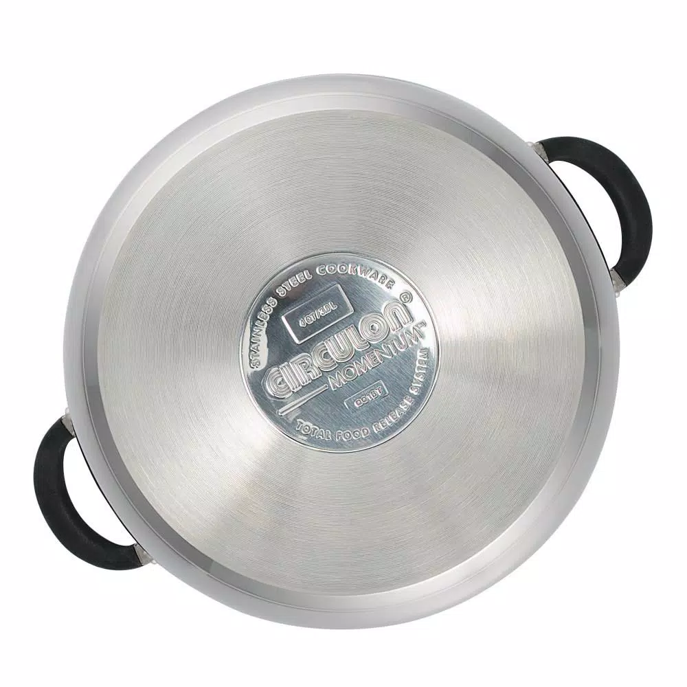 Circulon Momentum 4-Quart Stainless Steel Nonstick Casserole with Locking Straining Glass Lid