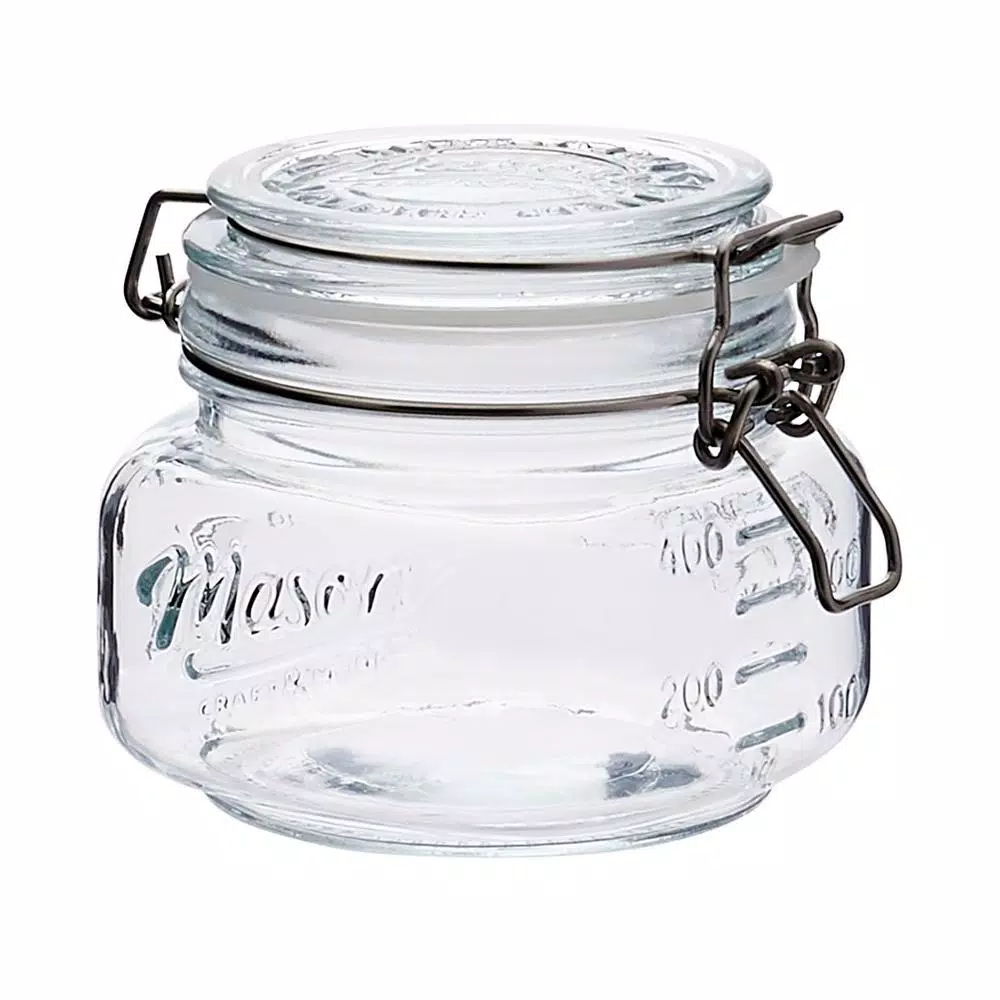 Unbranded 16.9 oz. Glass Kitchen Canister Set with Airtight Wire Clamp Lids (Set of 4)