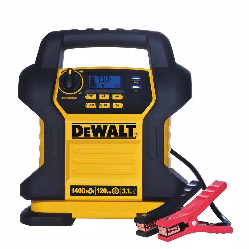 DEWALT 1400 Peak Amp Jump Starter with 120 PSI Digital Air Compressor and LED Work Light