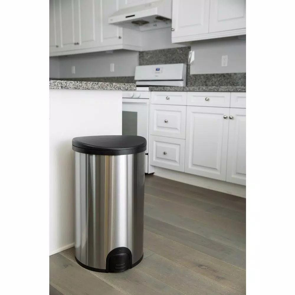 HDX 13.2 Gallon Stainless Steel Toe Tap Sensor Trash Can, Hands-Free Automatic Lid