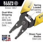 Klein Tools 6-1/4 in. Dual-Wire Stripper & Cutter for 10-14 AWG Solid Wire thumbnail 2