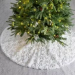 Glitzhome 48 in. White Plush Snowflake Christmas Tree Skirt thumbnail 4