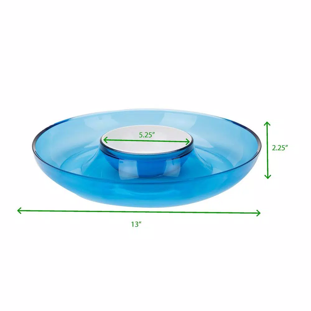 Mind Reader Blue Acrylic Chip and Dip Bowl Set, 13-inch Round Serving Tray for Snacks and Dips
