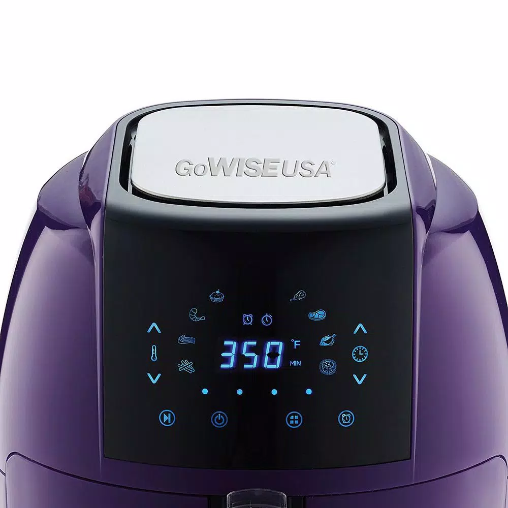 GoWISE USA 5.8 Qt. Plum Electric Air Fryer with 8-in-1 Functionality and Recipe Book