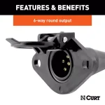 CURT 6-Way Round Vehicle-Side Connector Socket, Black Plastic thumbnail 2