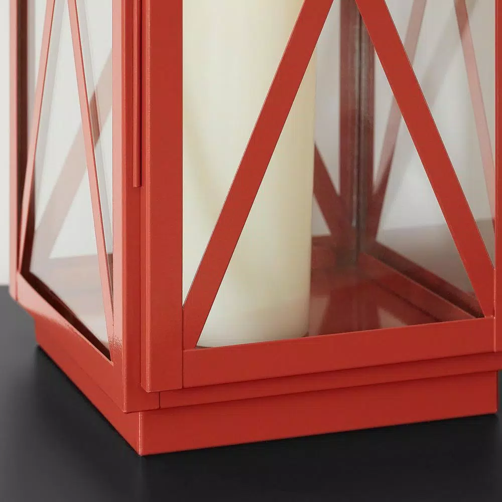 Home Decorators Collection Chili Red Metal & Glass Lanterns, Set of 2