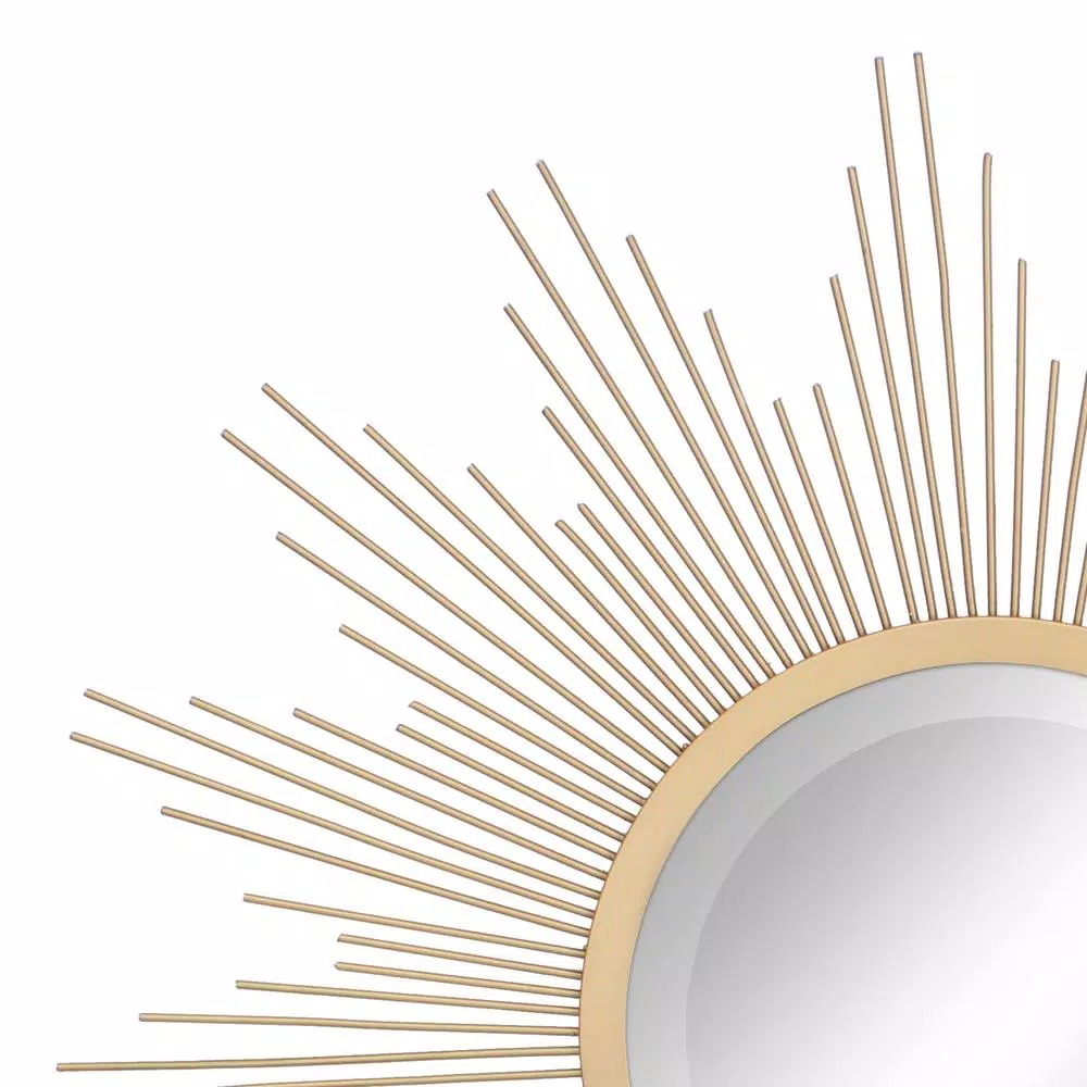 Stonebriar Collection Stonebriar Gold Sunburst Wall Mirror - Contemporary Art Deco Metal Frame Accent Mirror