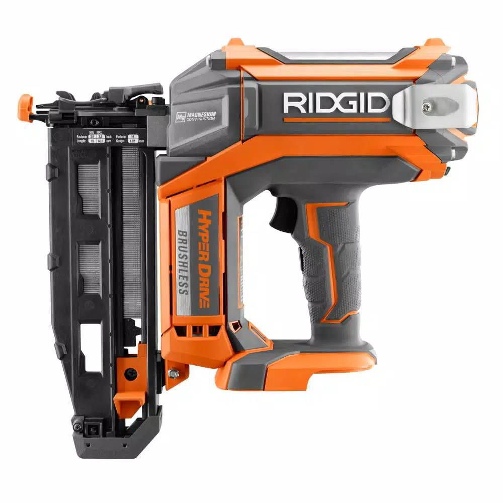 RIDGID 18V Cordless Brushless HYPERDRIVE 16-Gauge 2-1/2 in. Straight Finish Nailer Kit