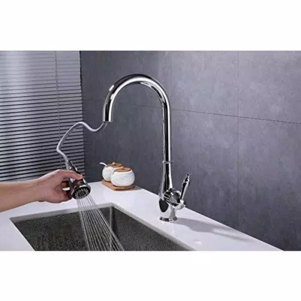 Vanity Art 7.6 in. Single-Handle Pull-Down Sprayer Kitchen Faucet in Polished Chrome