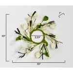 Unbranded 2.25 in. Small Flower and Berry Candle Ring Set of 4 - White and Green Spring Decor thumbnail 2