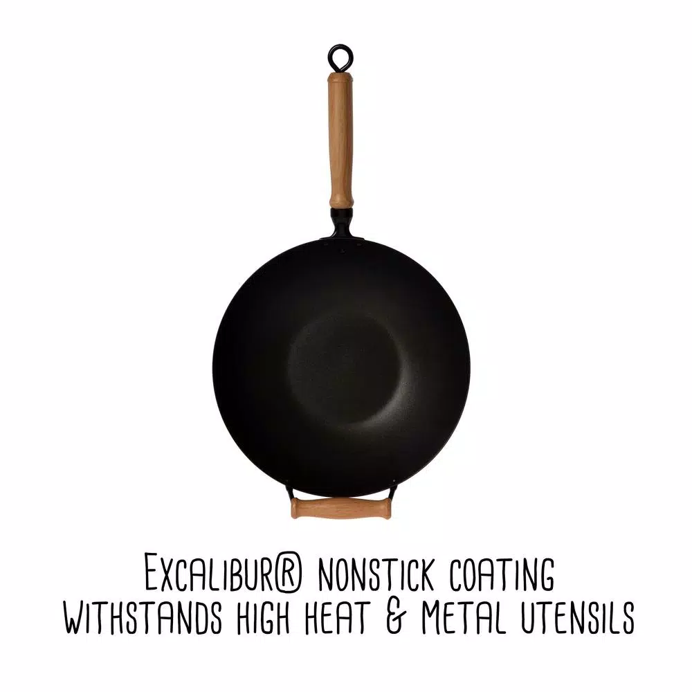Honey-Can-Do Joyce Chen 10-Piece Carbon Steel Non-Stick Wok Set with Bamboo Accessories