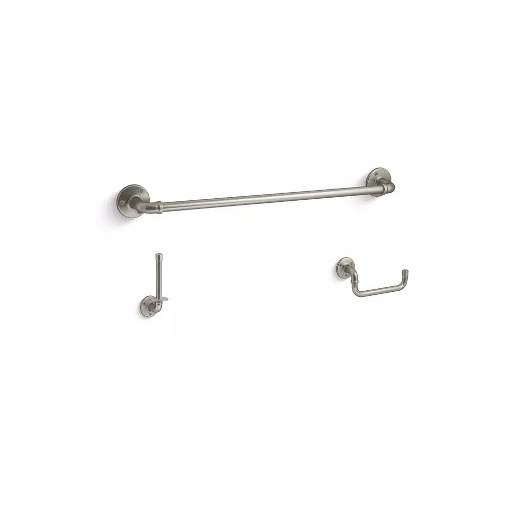 KOHLER Worth 3-Piece Bathroom Hardware Set in Vibrant Brushed Nickel