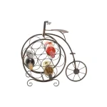 LITTON LANE Vintage Penny Farthing Bicycle Wine Rack - 7 Bottle Iron Metal Storage - Tarnished Brass Brown thumbnail 1