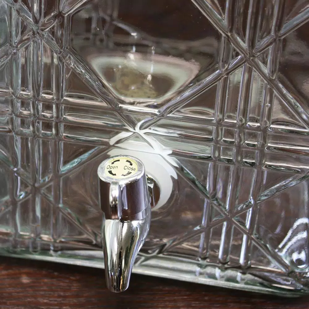 Gibson Home Jewelite 320 oz. Clear Glass Beverage Dispenser with Silver Spigot
