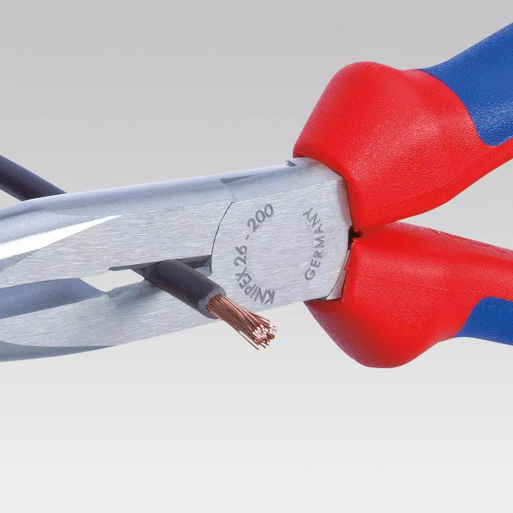 KNIPEX 8 in. Angled Long Nose Pliers with Cutter and Comfort Grips