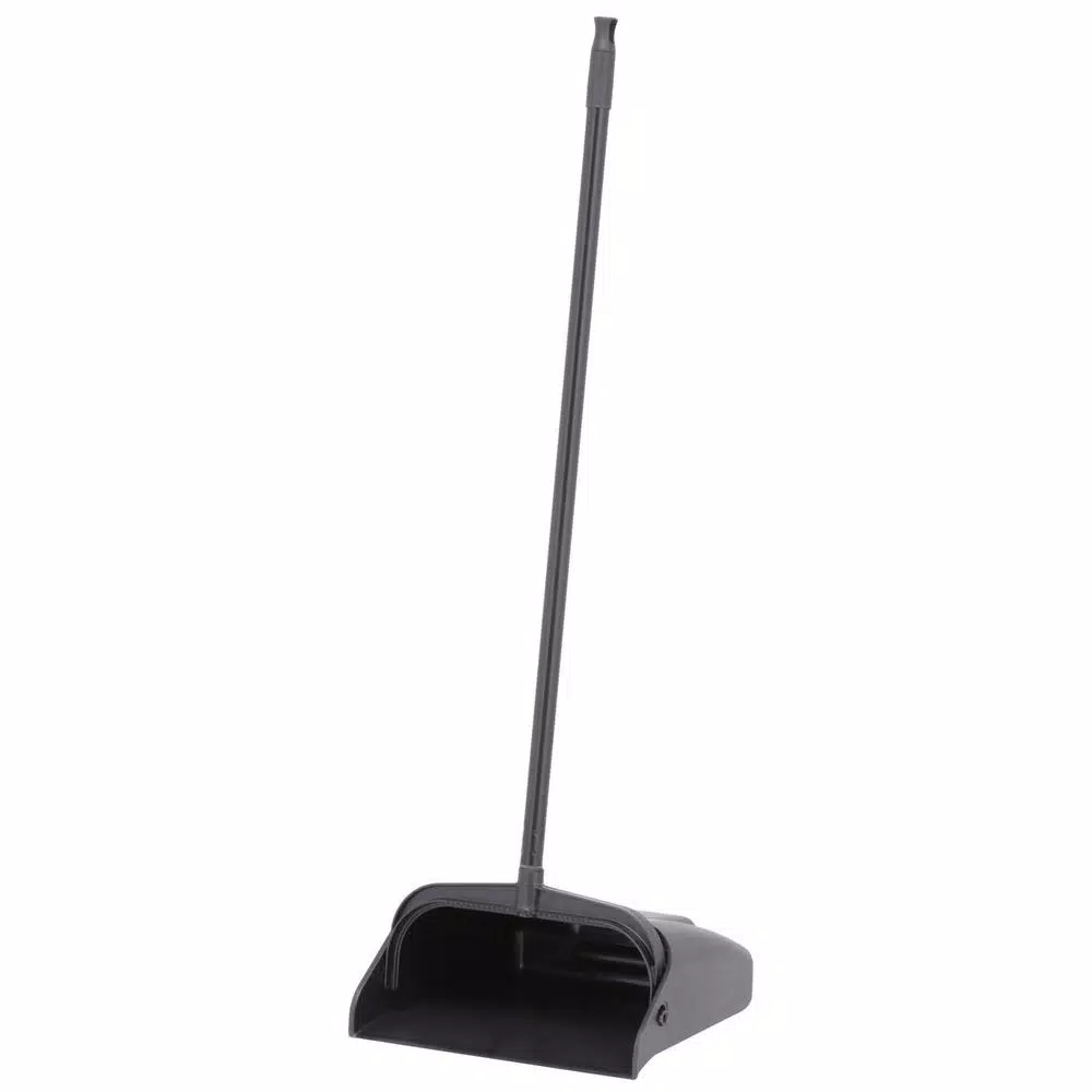 Continental 12 in. Upright Lobby Dust Pan with Vinyl-Coated Steel Handle, Black
