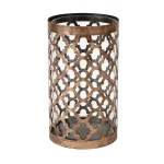 Hampton Bay 9.65 in. Gold Metal and Glass Outdoor Patio Candle Lantern thumbnail 1