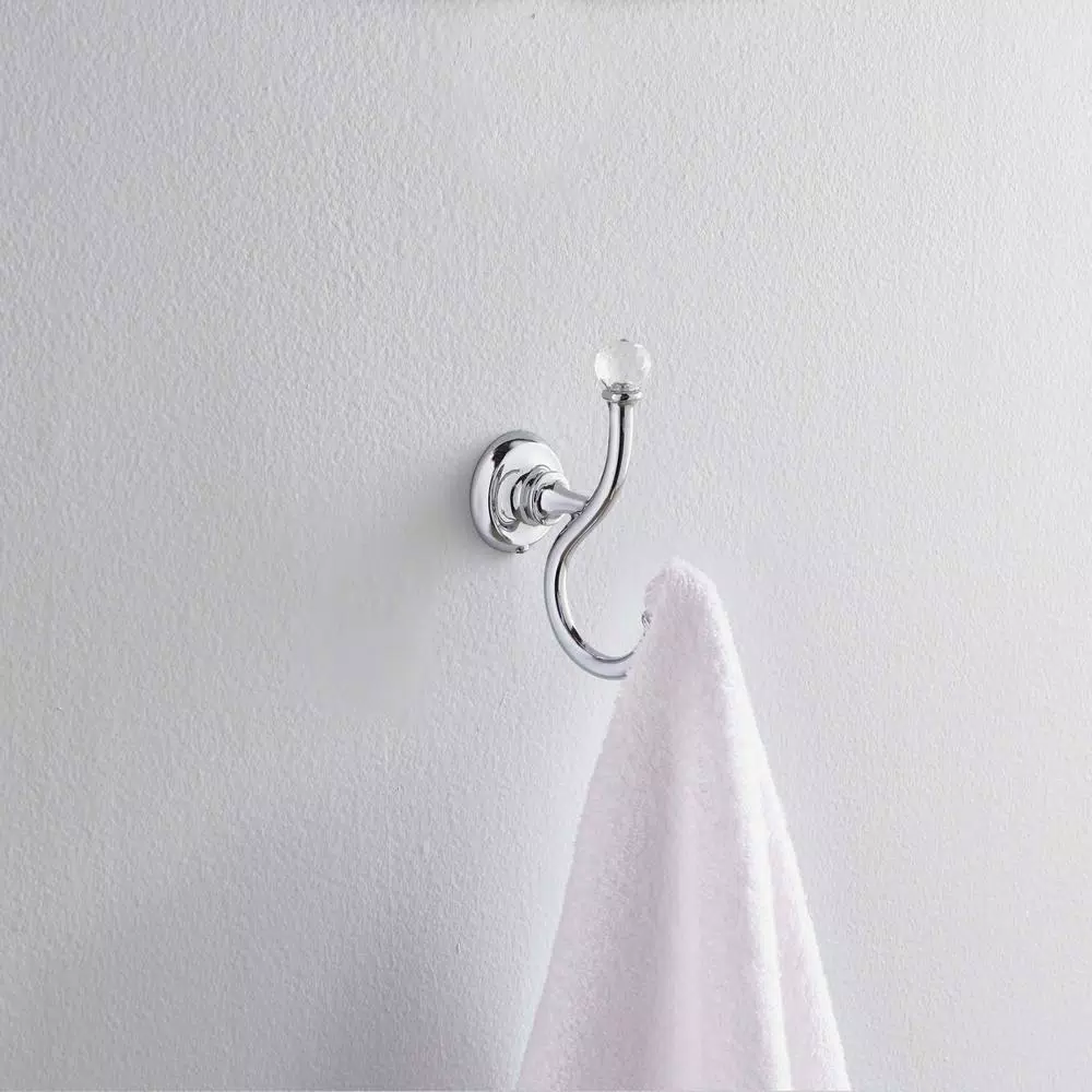 Delta Nora Double Towel and Robe Hook in Chrome and Glass