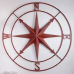 3R Studios 41 in. Compass Rose Metal Wall Plaque - Distressed Red Wall Decor thumbnail 2