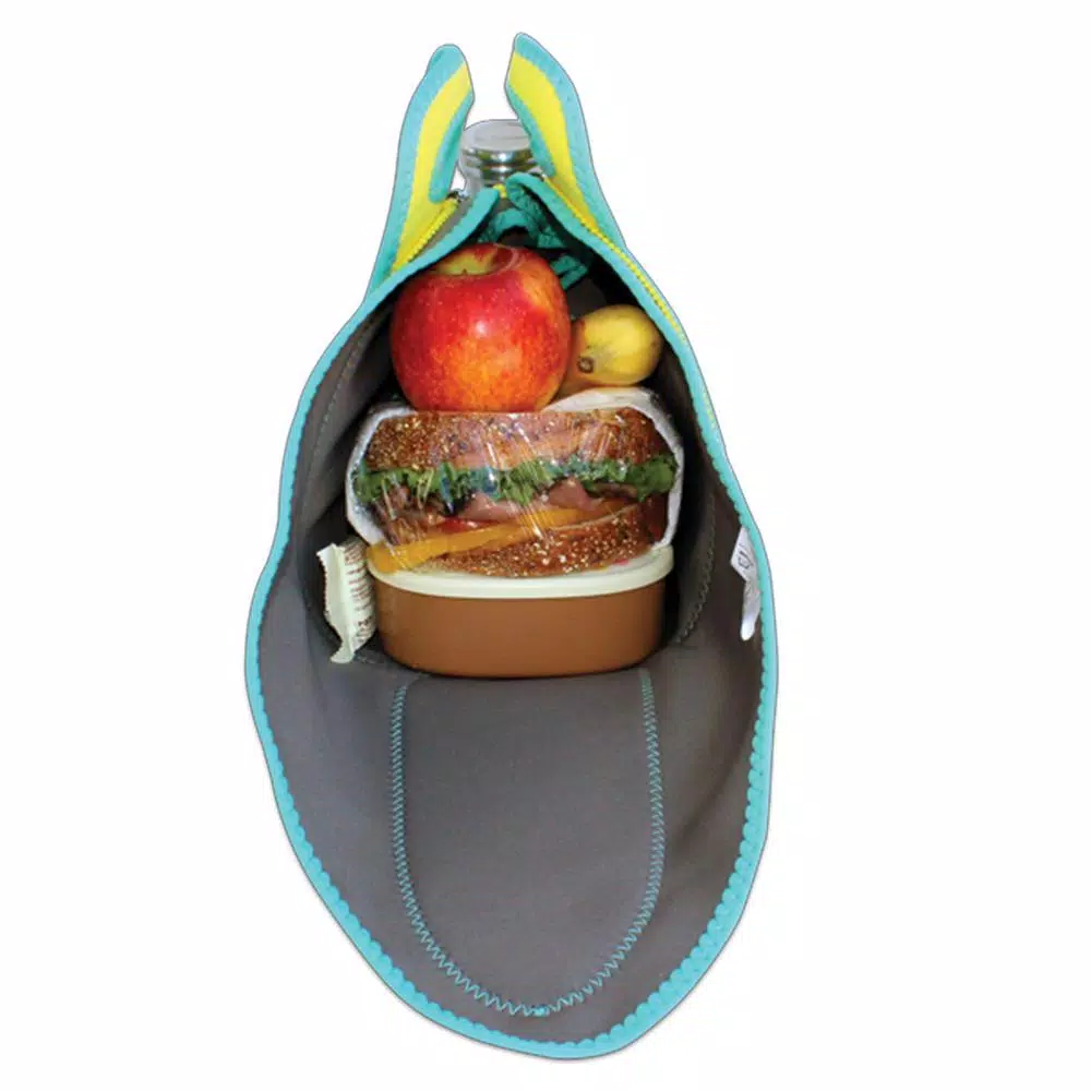FLATBOX Drinx Neoprene Lunch Bag and Placemat Set - Light Gray, Turquoise and Yellow
