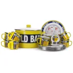 Golden Rabbit Old Bay 18 qt. Porcelain-Enameled Steel Stock Pot Set with Glass Lid and Rack, Yellow thumbnail 4