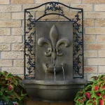 Sunnydaze Decor French Lily Resin Florentine Stone Solar Outdoor Wall Fountain thumbnail 7