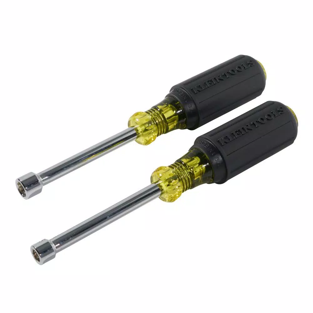 Klein Tools 2-Piece Magnetic Nut Driver Set with 3 in. Hollow Shafts and Cushion Grip Handles
