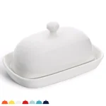 Sweese Porcelain Butter Dish with Lid - White, Modern Round Butter Keeper for 1 Stick thumbnail 1