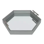 Kate and Laurel Lipton Gray Hexagon Decorative Tray with Mirrored Base and Polished Metal Handles thumbnail 3