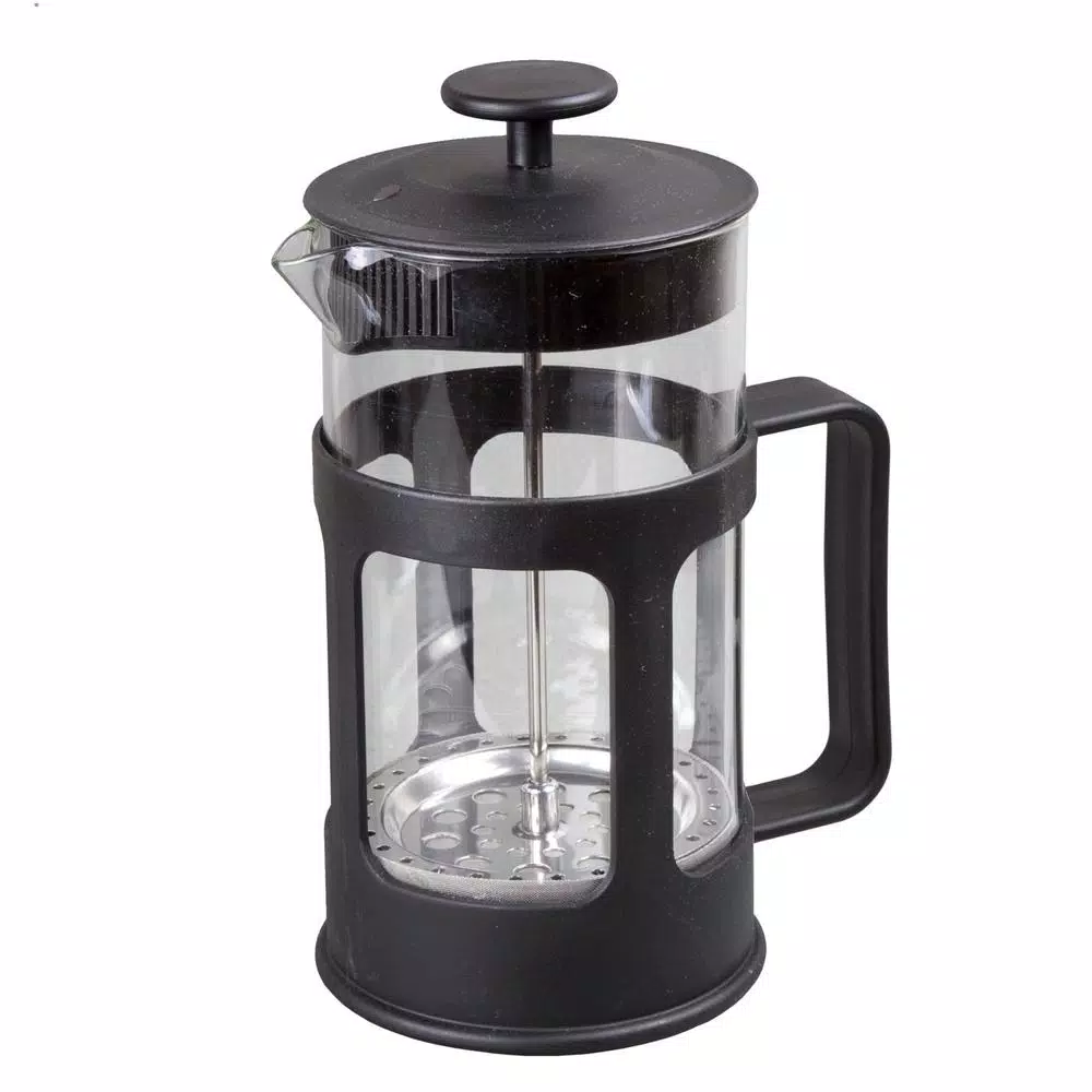 Creative Home 1000ml Glass French Press Coffee Maker and Tea Steeper, 4-Cup Stainless Steel Filter, Black