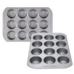 Unbranded Farberware 2-Piece Nonstick 12-Cup Muffin Pan Bakeware Set, Gray thumbnail 1