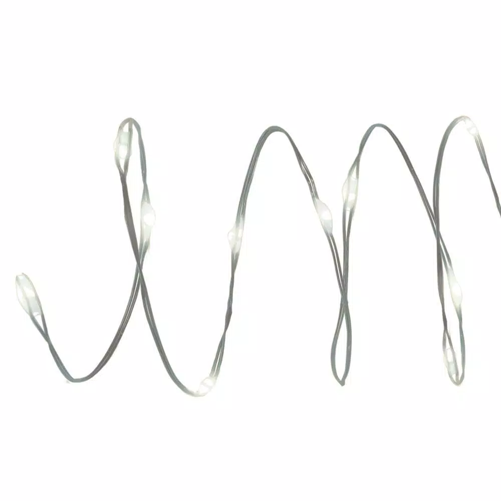 Brite Star 60-Light Pure White LED Fairy Lights with Silver Wire, 8-Function Multi-Mode, 20.5 ft.