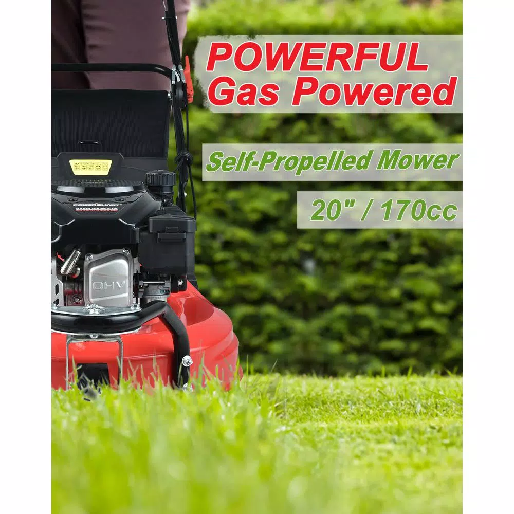PowerSmart Power Smart PSM2020 20 in. 170 cc Gas Self-Propelled 3-in-1 Walk Behind Lawn Mower