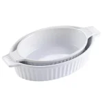 MALACASA 2-Piece White Oval Porcelain Bakeware Set - 9.5 in. and 11.25 in. Ceramic Baking Dishes thumbnail 1