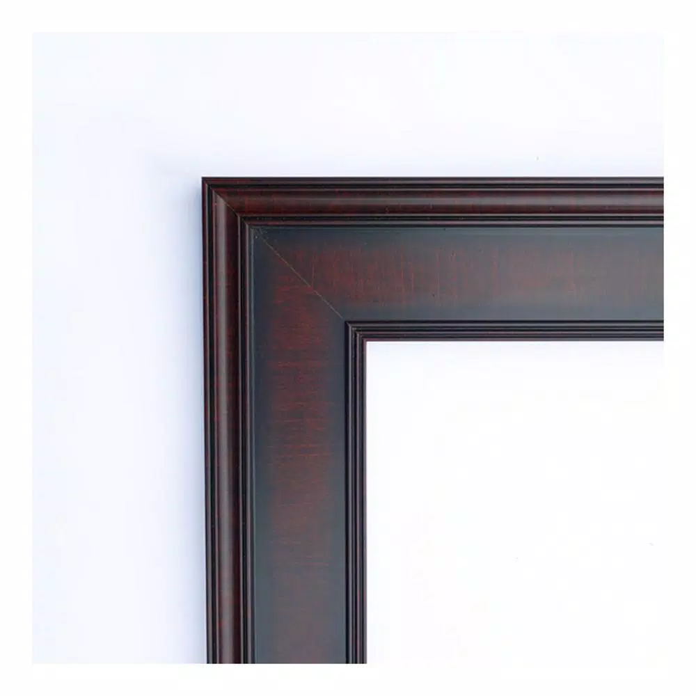 Amanti Art 21 in. W x 25 in. H Mahogany Wood Framed Rectangular Beveled Edge Bathroom Vanity Mirror
