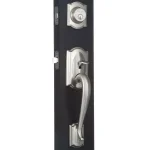 Schlage Camelot Single Cylinder Deadbolt with Siena Knob Handleset, Satin Nickel thumbnail 2
