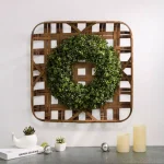 Glitzhome 18 in. Boxwood Wreath with 24 in. Bamboo Tobacco Basket Decor Set thumbnail 7