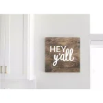 Petal Lane Home Hey Y'all Slat Board Brown Wood Memo Board with White Lettering thumbnail 2