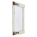 Aspire Home Accents Pueblo Distressed White Wood Frame Accent Mirror with Rustic Arrow Hinges and Hooks thumbnail 3