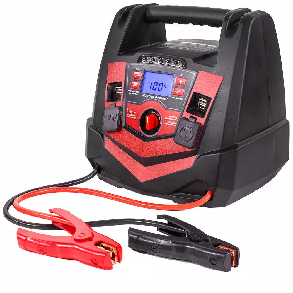 XtremepowerUS 6-in-1 Portable Jump Starter with 1250 Peak Amp & Digital Air Compressor