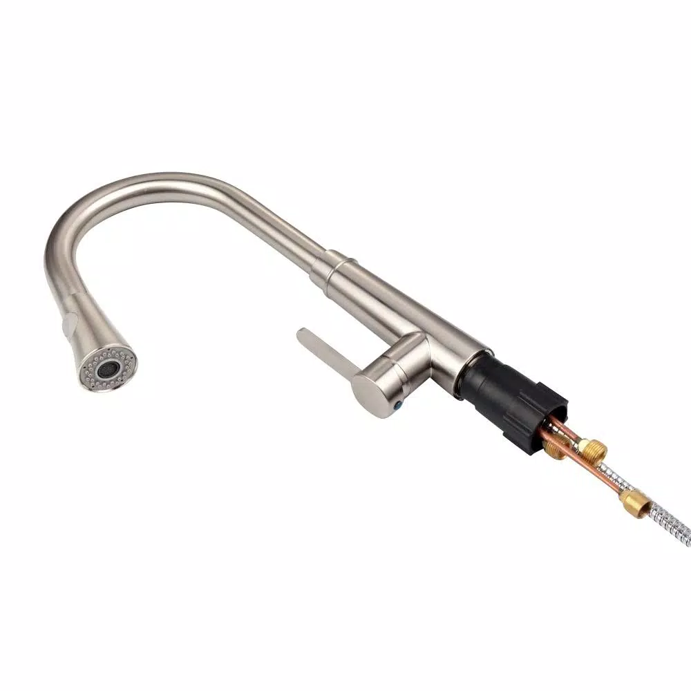 Vanity Art Brushed Nickel Single-Handle Pull-Down Kitchen Faucet with 360 Degree Swivel Spout
