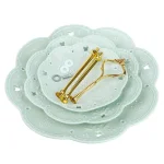 MALACASA 3-Tiered Green Porcelain Cupcake Tower Stand, Round Dessert & Cake Serving Stand thumbnail 5