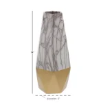 CosmoLiving by Cosmopolitan 14 in. Ceramic Gold and White Marble Glaze Modern Table Vase thumbnail 5