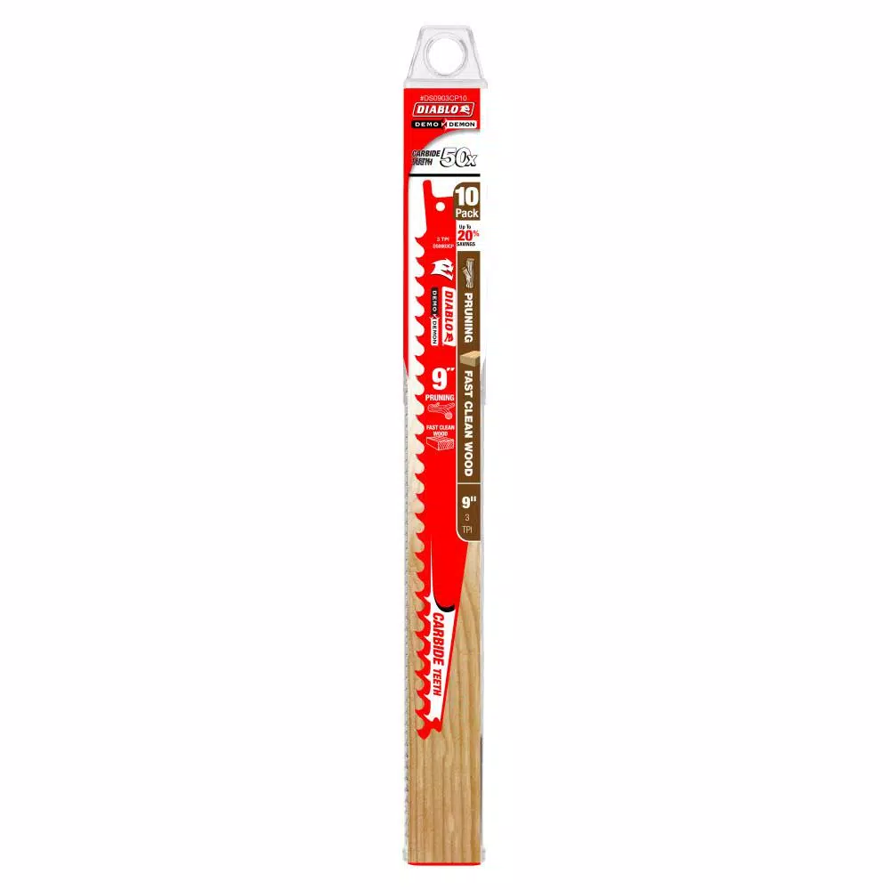 Diablo Demo Demon 9 in. Carbide Pruning and Clean Wood Reciprocating Saw Blade, 10-Pack