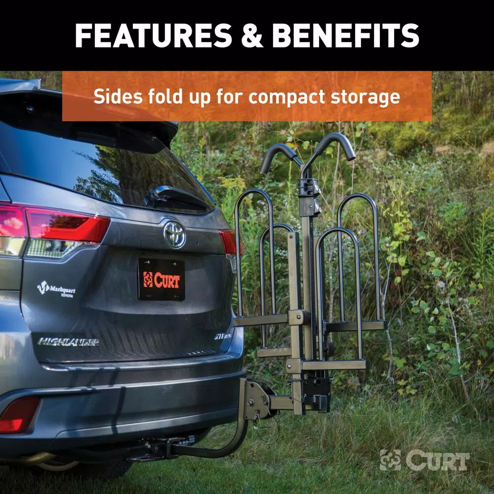 CURT 2-Bike Tray-Style Hitch-Mounted Bike Rack, 1-1/4" or 2" Receiver