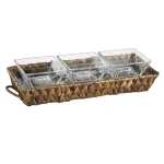 Artland Garden Terrace 5-Piece Sectional Server Set with Water Hyacinth Holder and Glass Bowls thumbnail 1