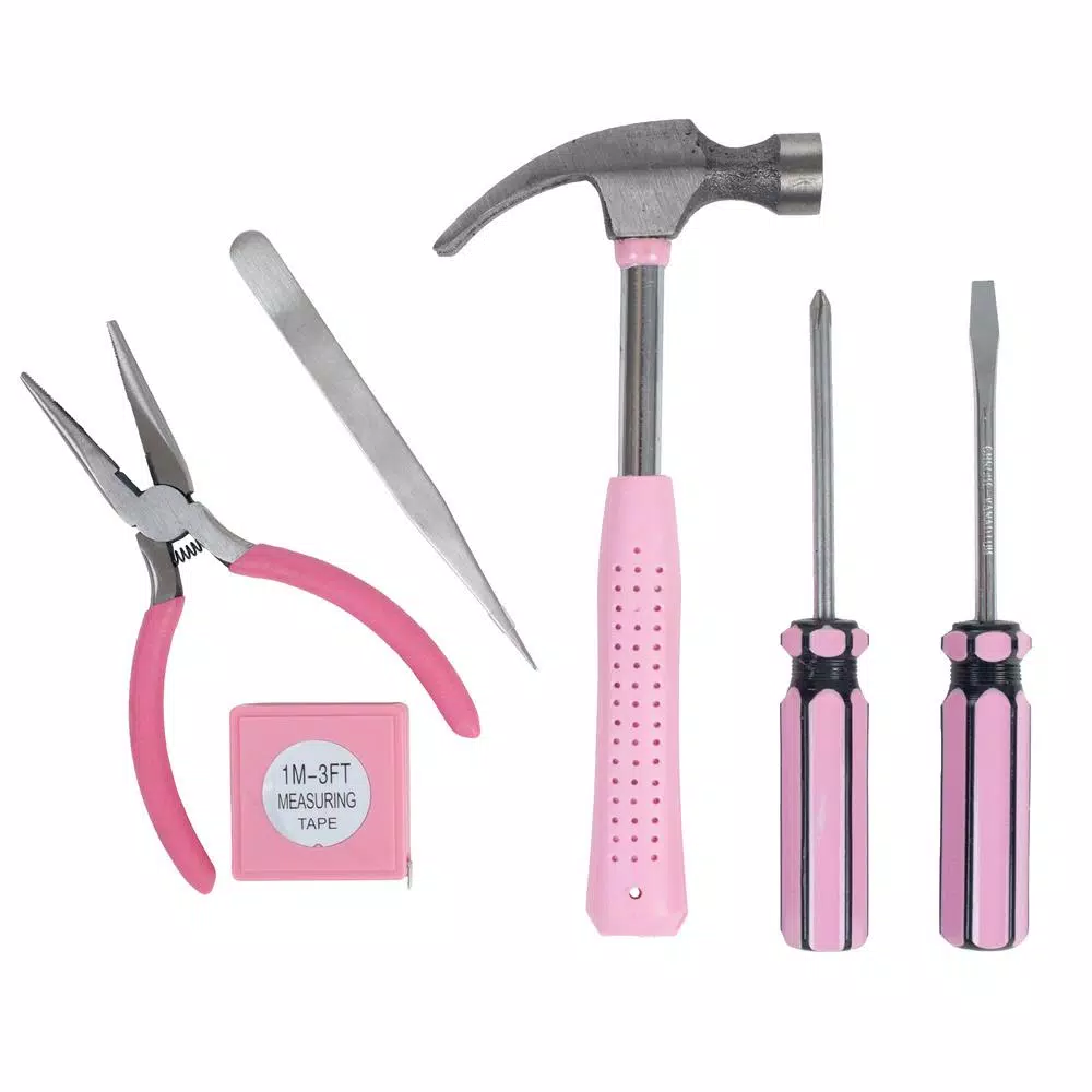 Stalwart 9-Piece Pink Household Hand Tool Set with Carrying Case