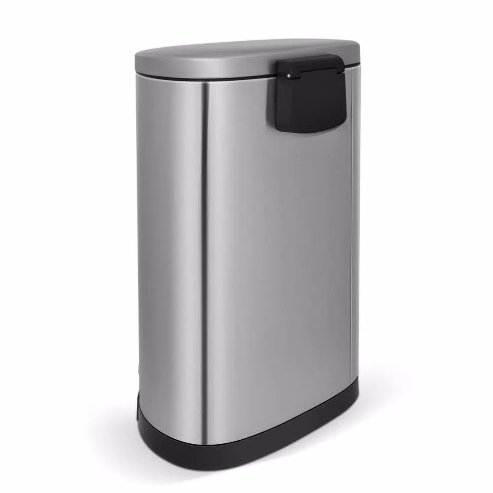 Innovaze 10.6 Gal. Stainless Steel Semi-Round Step-On Trash Can with Fingerprint-Free Finish