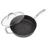 MasterPan Granite Ultra 5 qt. Cast Aluminum Nonstick Saute Pan with Glass Lid, Black thumbnail 1