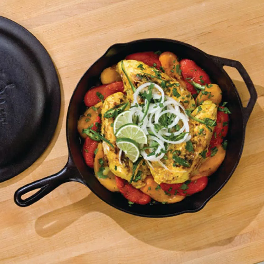 Lodge 12 in. Cast Iron Skillet with Pour Spouts and Assist Handle, Black
